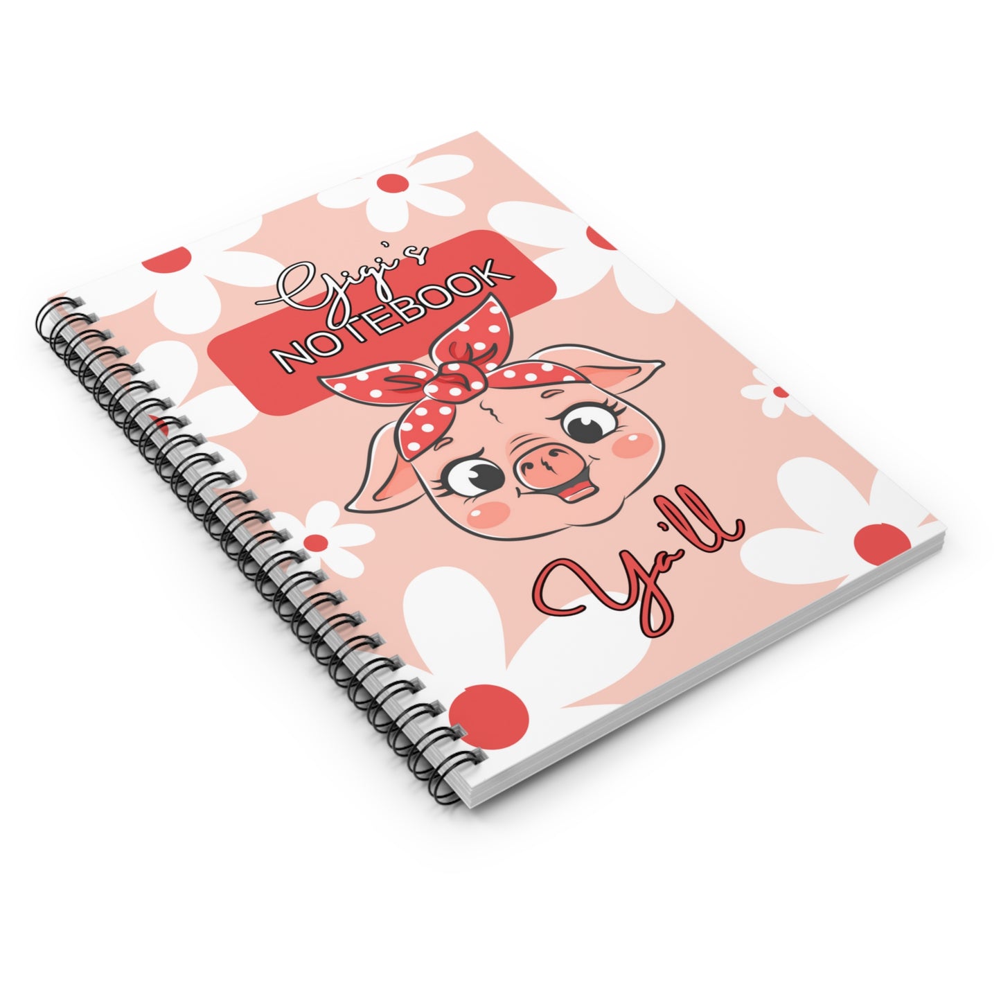 Cute Pig Spiral Notebook for Girls, Personalized Journal, School Supplies, Gift for Kids, Planning and Doodling