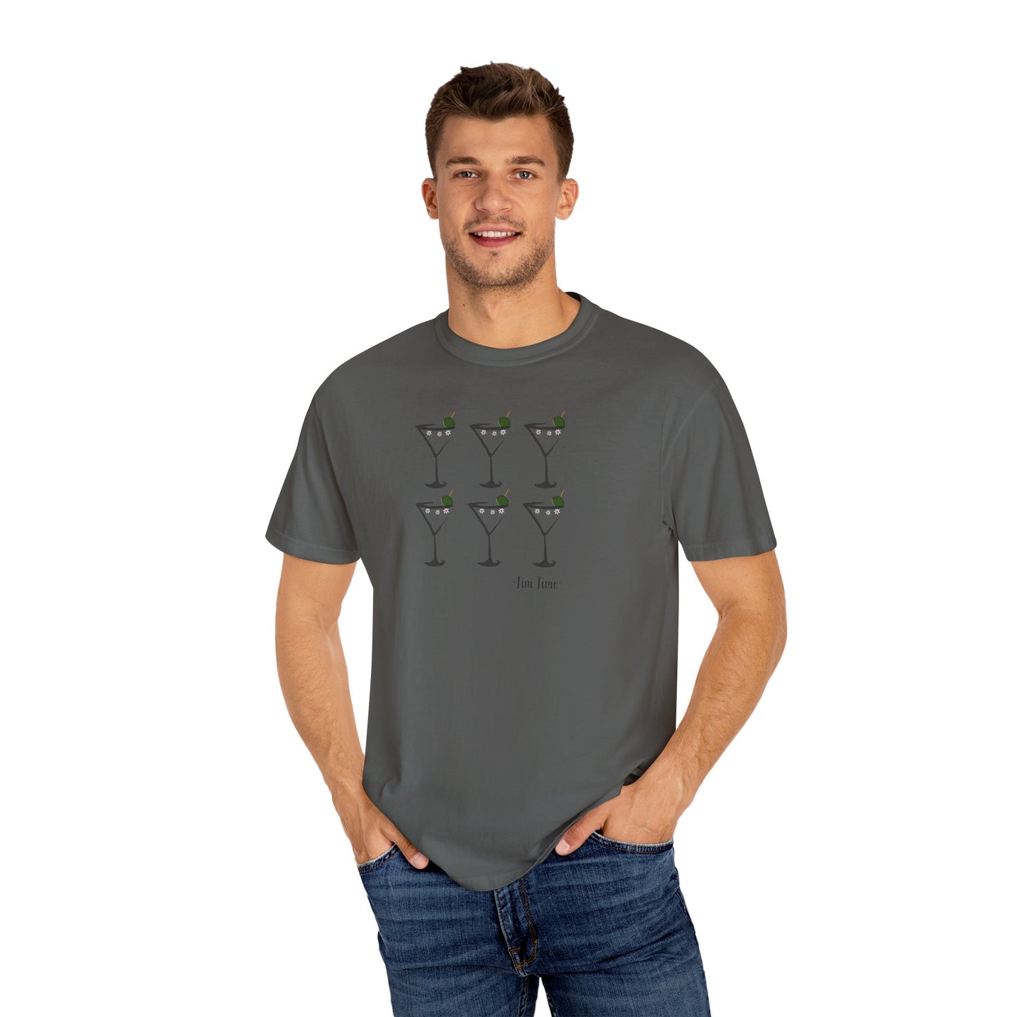 Tini Time Martini Glass, Unisex Garment-Dyed T-shirt