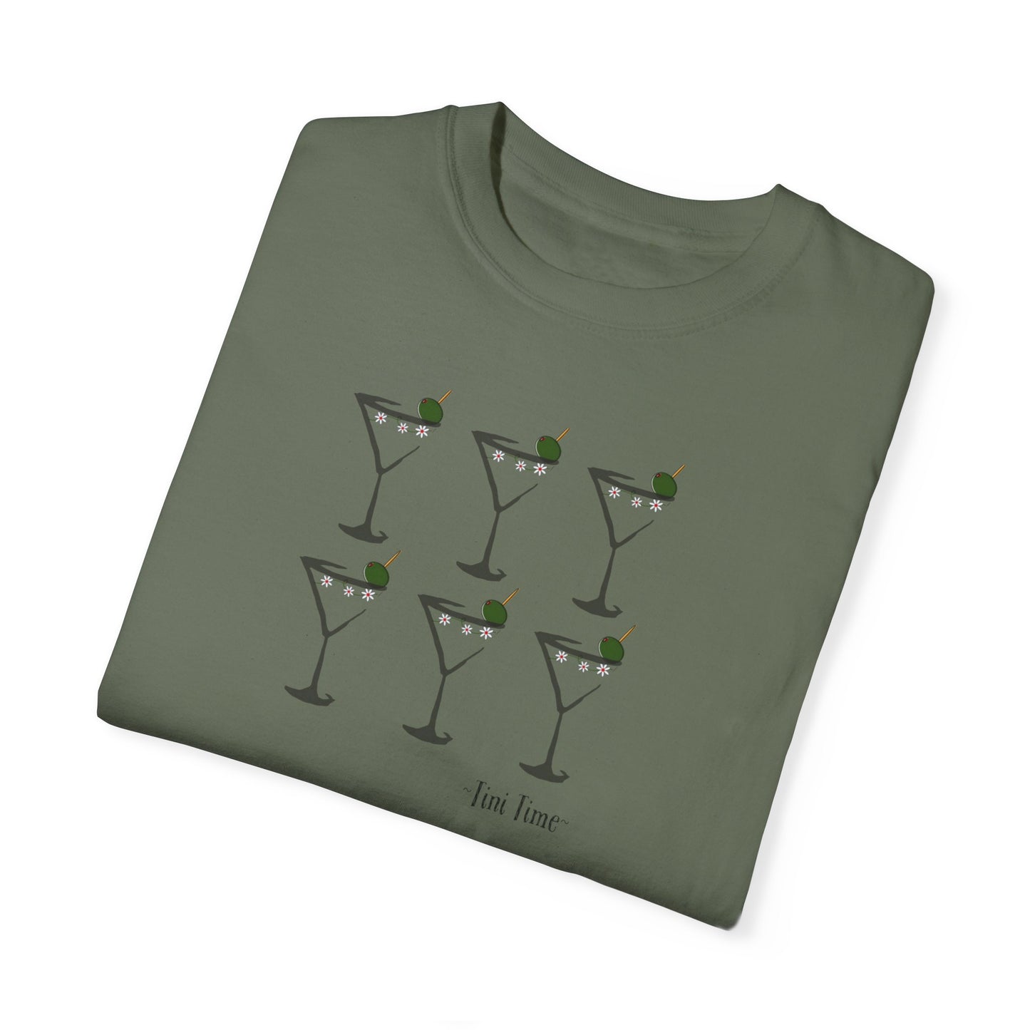 Tini Time Martini Glass, Unisex Garment-Dyed T-shirt