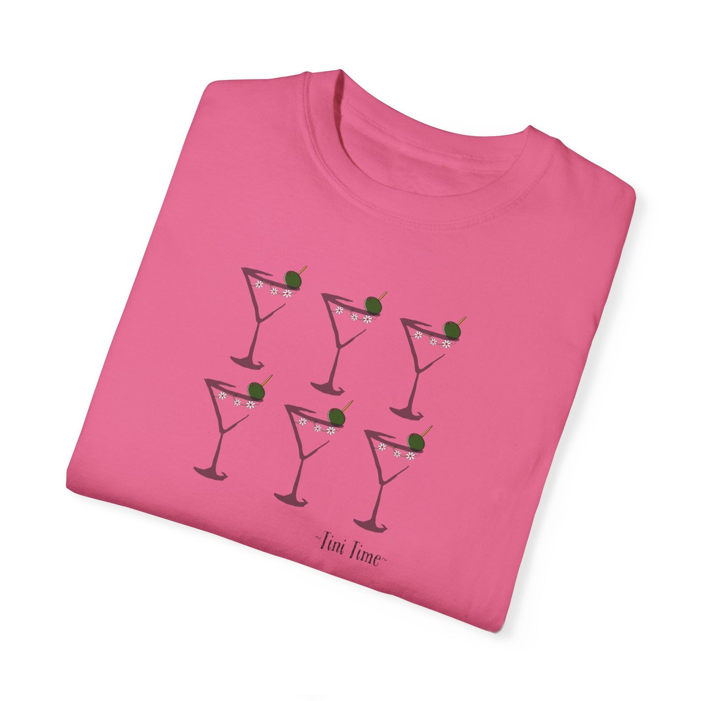 Tini Time Martini Glass, Unisex Garment-Dyed T-shirt