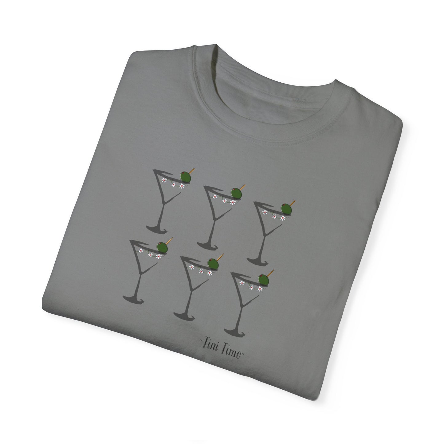 Tini Time Martini Glass, Unisex Garment-Dyed T-shirt