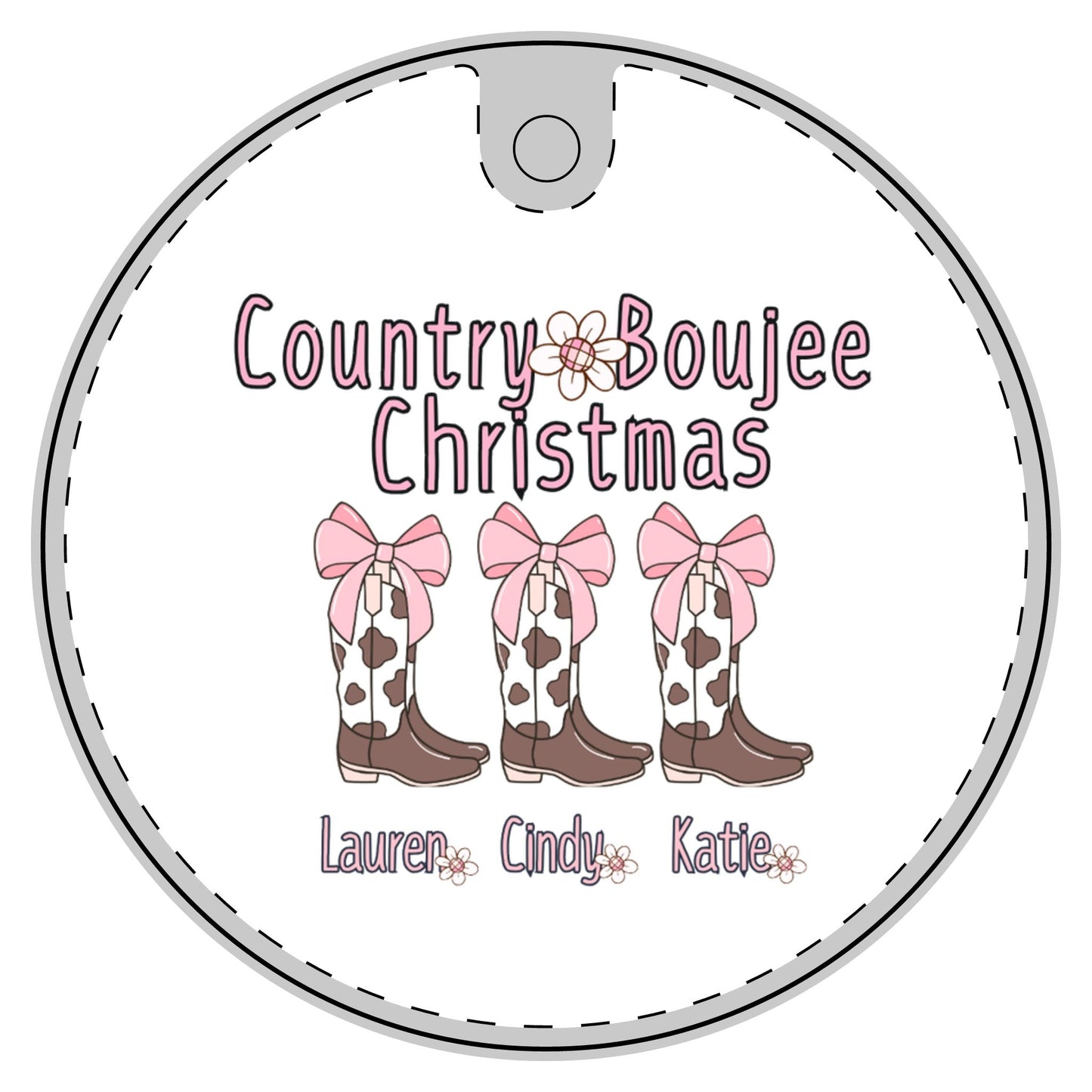 Personalized Country Boujee Christmas Ceramic Decoration Ornament, Boujee Christmas Ornament, Boujee Country Gift