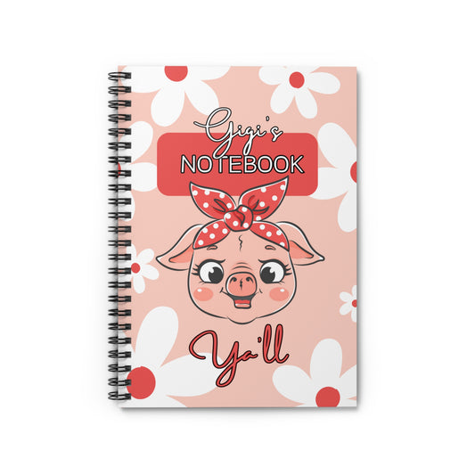 Cute Pig Spiral Notebook for Girls, Personalized Journal, School Supplies, Gift for Kids, Planning and Doodling