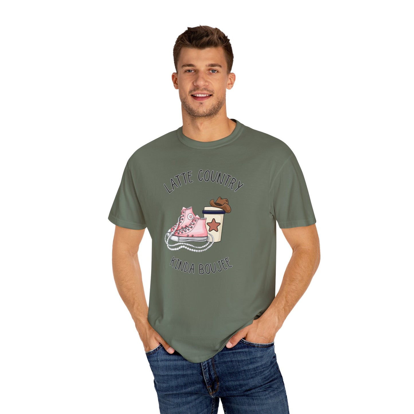 Kinda Country Latte Boujee, Unisex Garment-Dyed T-shirt