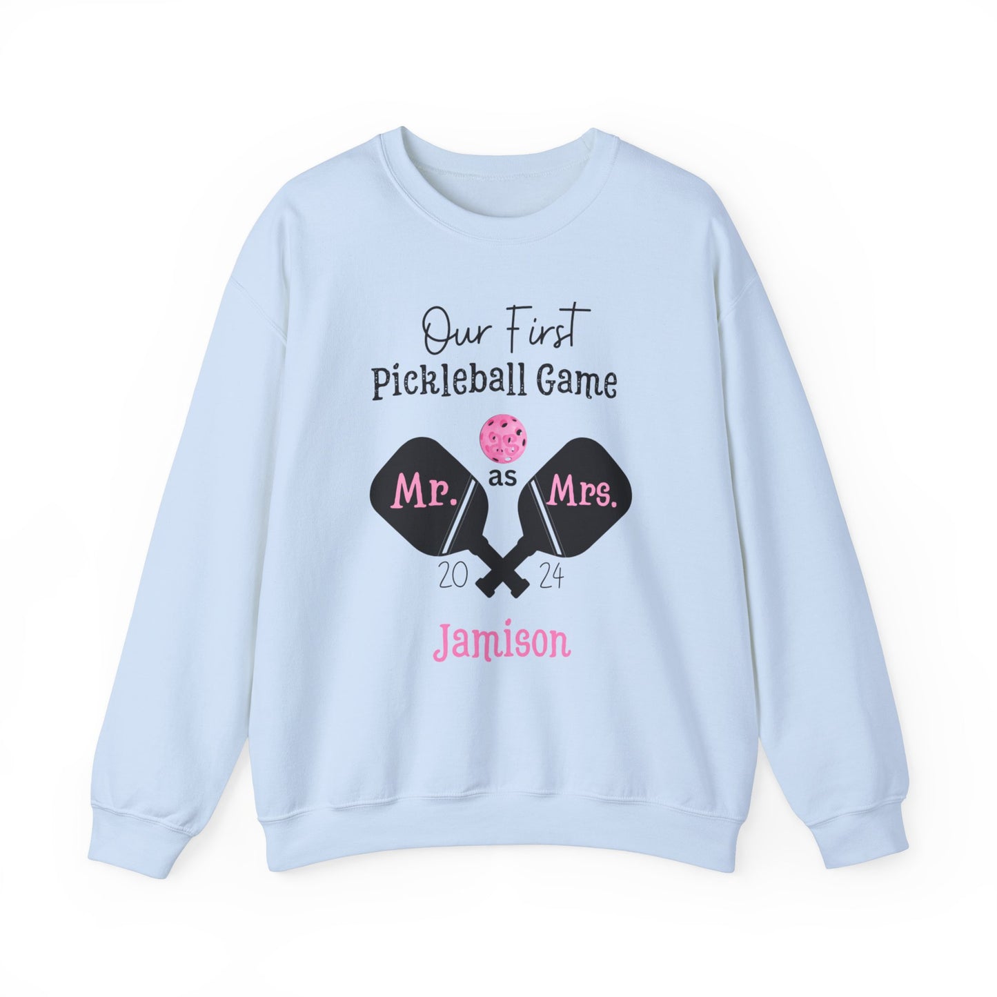 Our 1st Pickleball game married, Pickleball Christmas sweatshirt, Pickleball lover Christmas sweatshirt, Bridal gift, Pickleball newlywed Gift, Heavy Blend™ Crewneck Sweatshirt