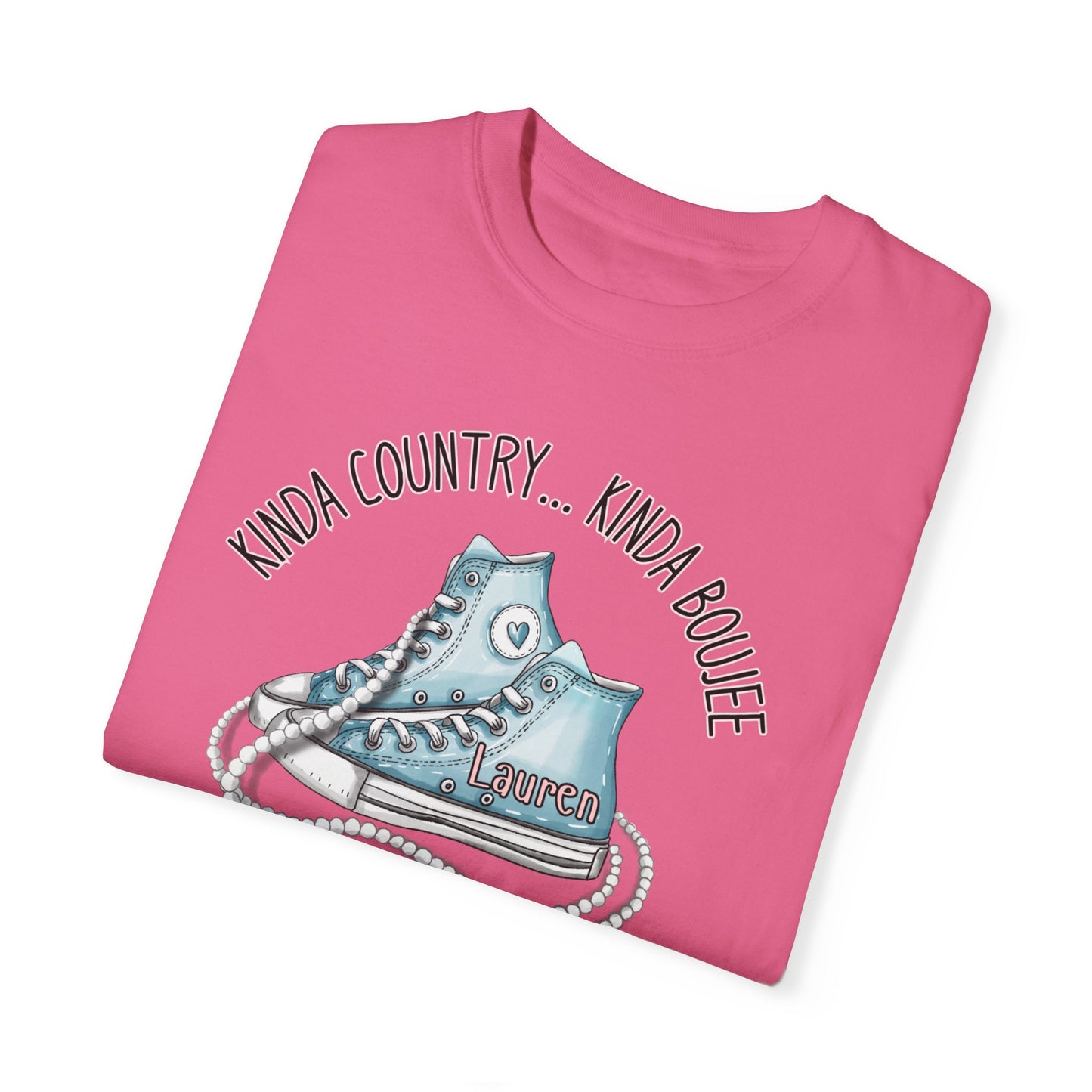 Personalized Kinda Country Kinda Boujee, Unisex Garment-Dyed T-shirt