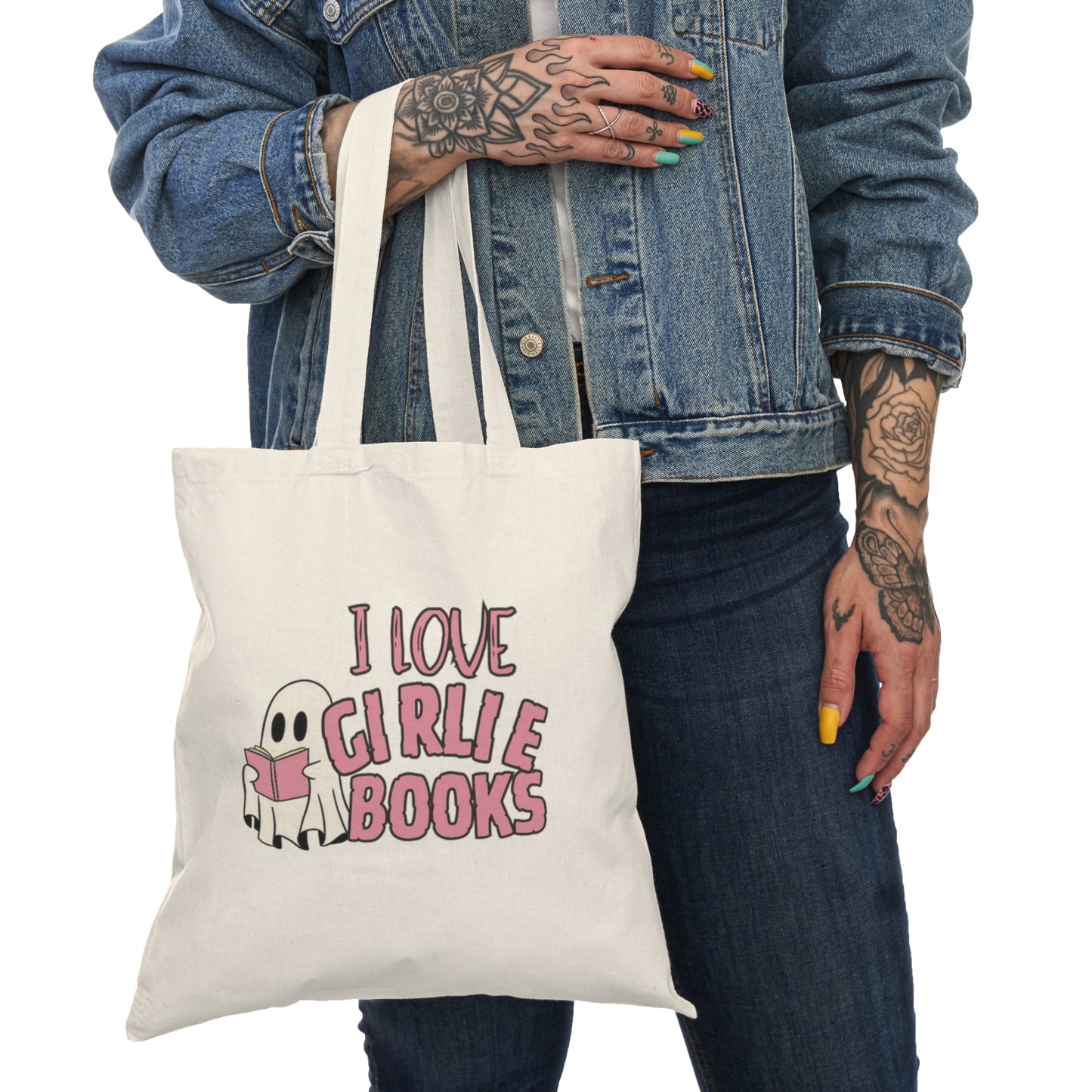 Ghost Girlie Book lover Natural Tote Bag