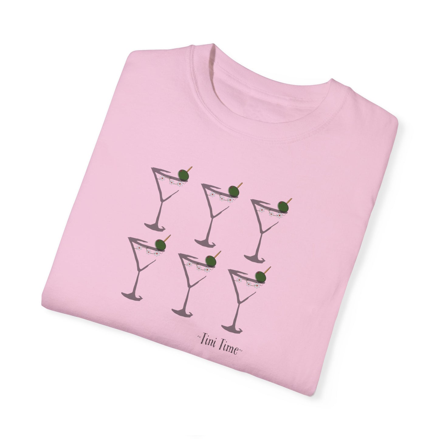 Tini Time Martini Glass, Unisex Garment-Dyed T-shirt