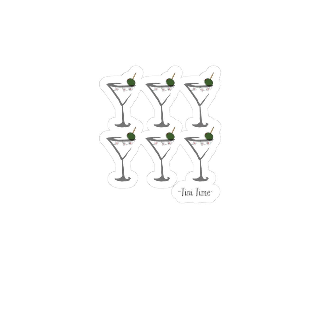 Martini Time, Dirty-Kiss Cut Stickers