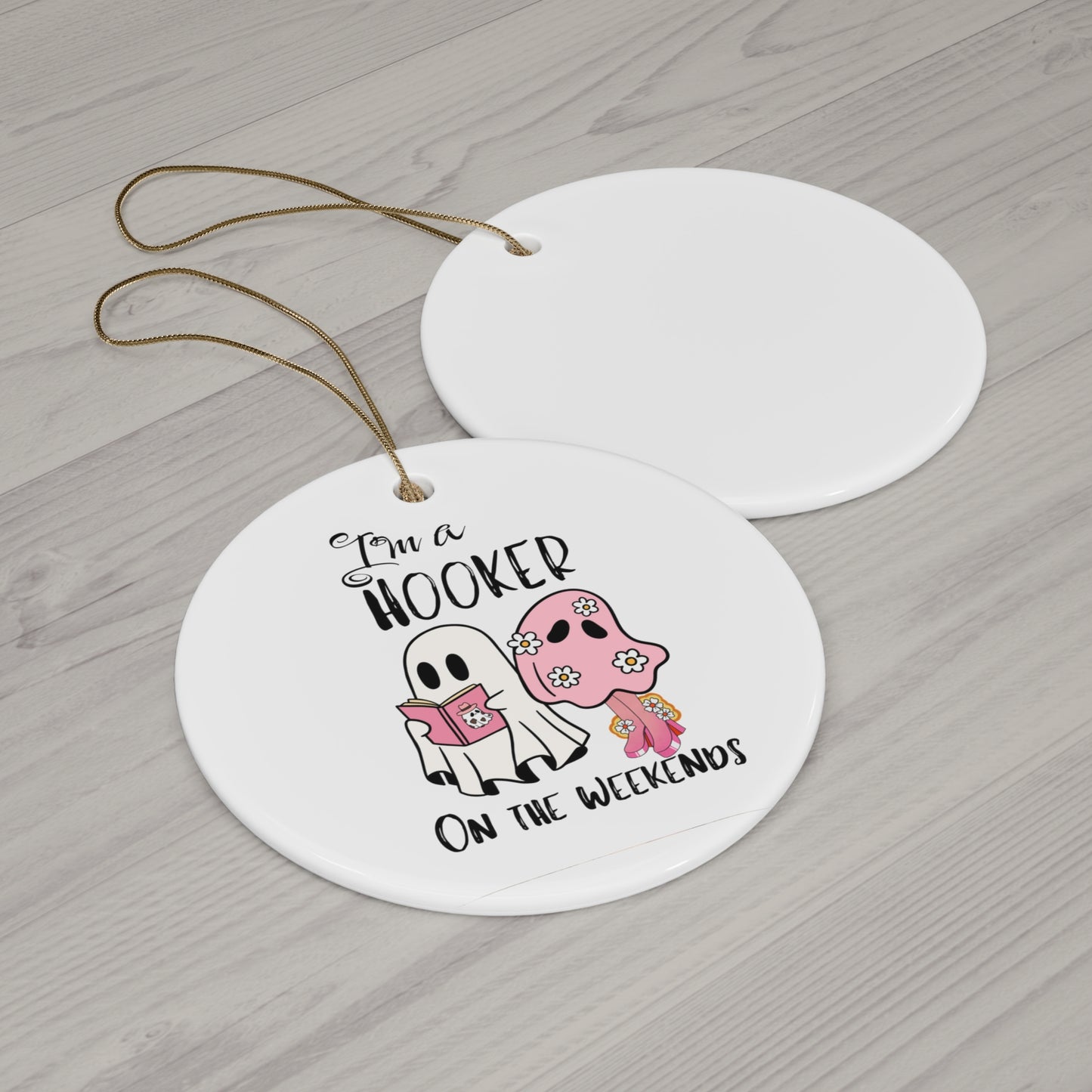 Girlie Ghost I love Books lover Ceramic Ornament