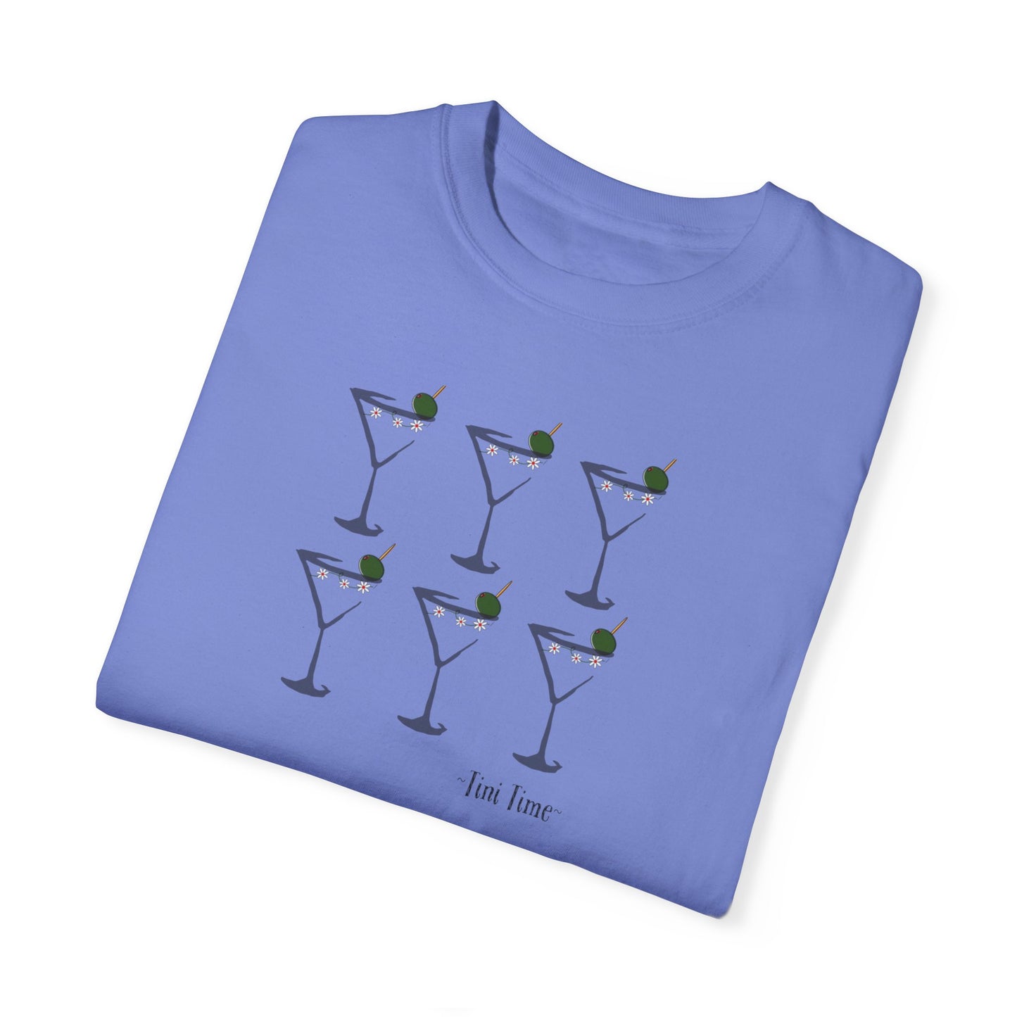 Tini Time Martini Glass, Unisex Garment-Dyed T-shirt