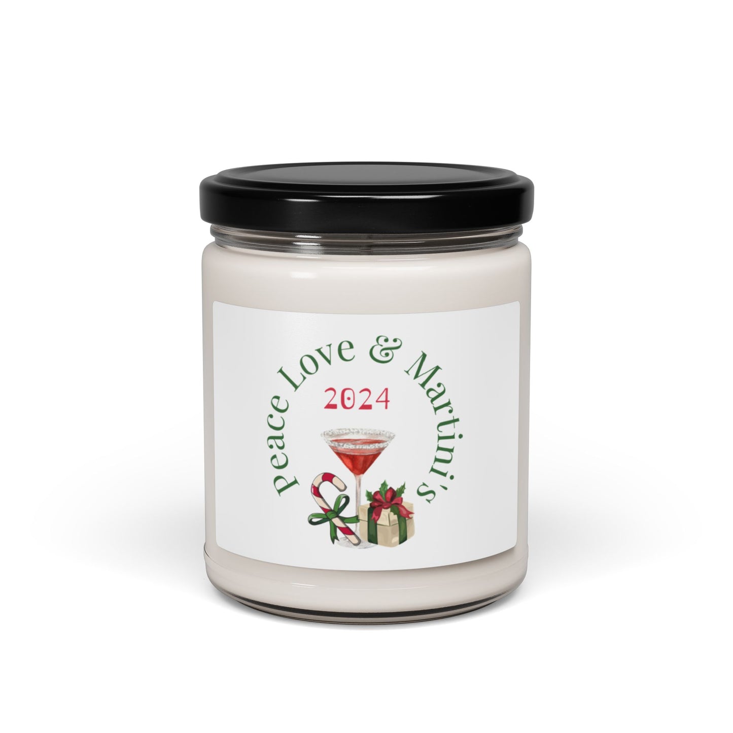 Peace Love and  Martini Christmas Soy Candle, 9oz