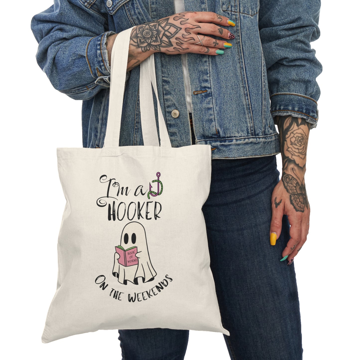 Ghost Book lover Natural Tote Bag