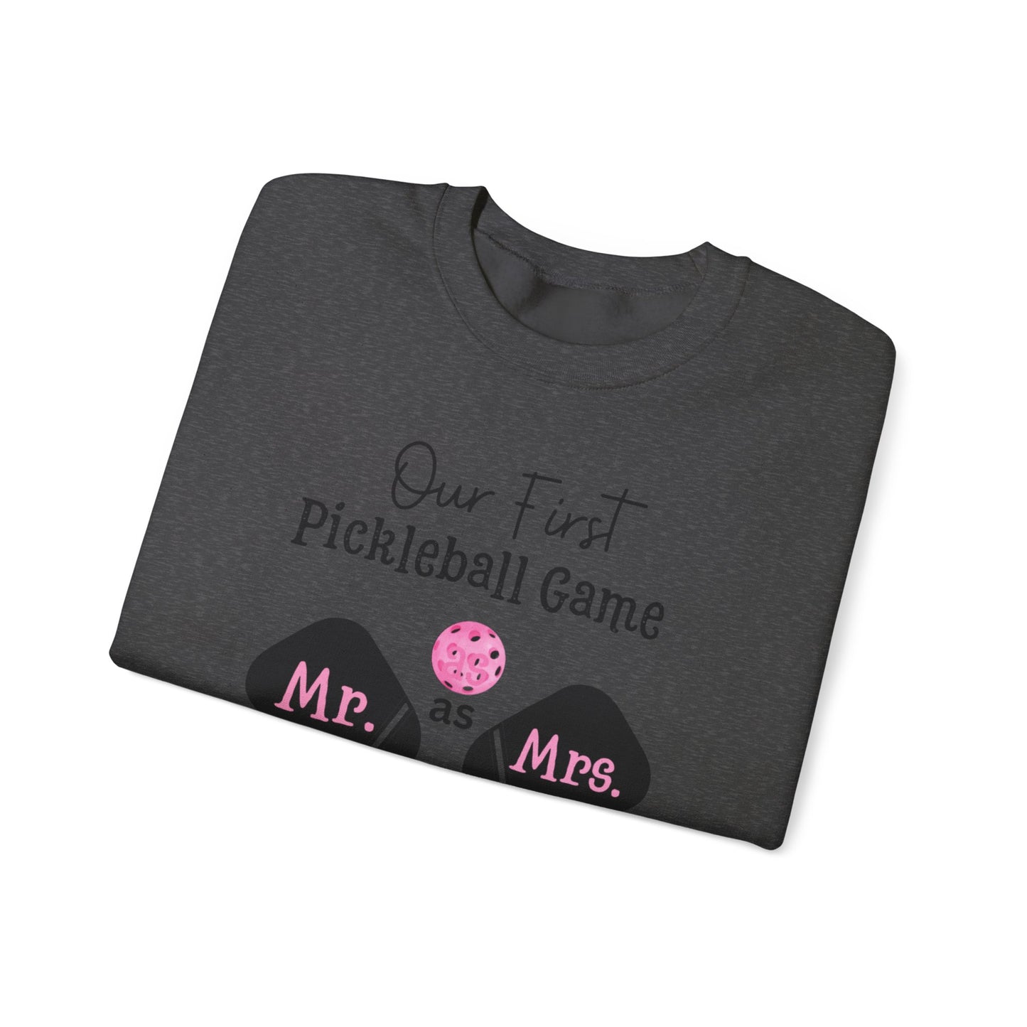 Our 1st Pickleball game married, Pickleball Christmas sweatshirt, Pickleball lover Christmas sweatshirt, Bridal gift, Pickleball newlywed Gift, Heavy Blend™ Crewneck Sweatshirt