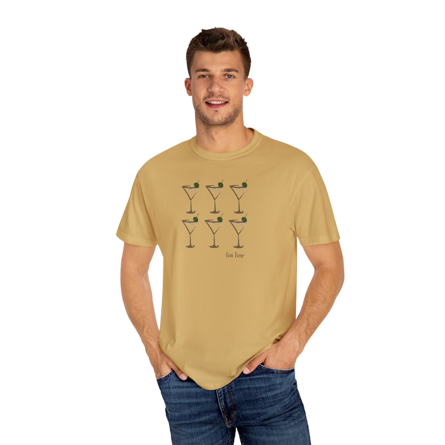 Tini Time Martini Glass, Unisex Garment-Dyed T-shirt