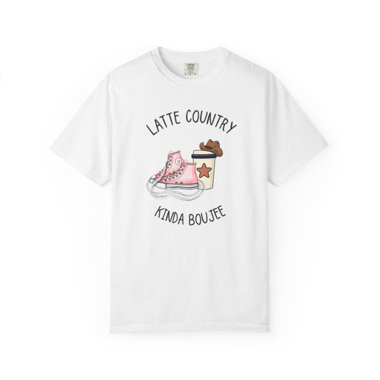 Kinda Country Latte Boujee, Unisex Garment-Dyed T-shirt