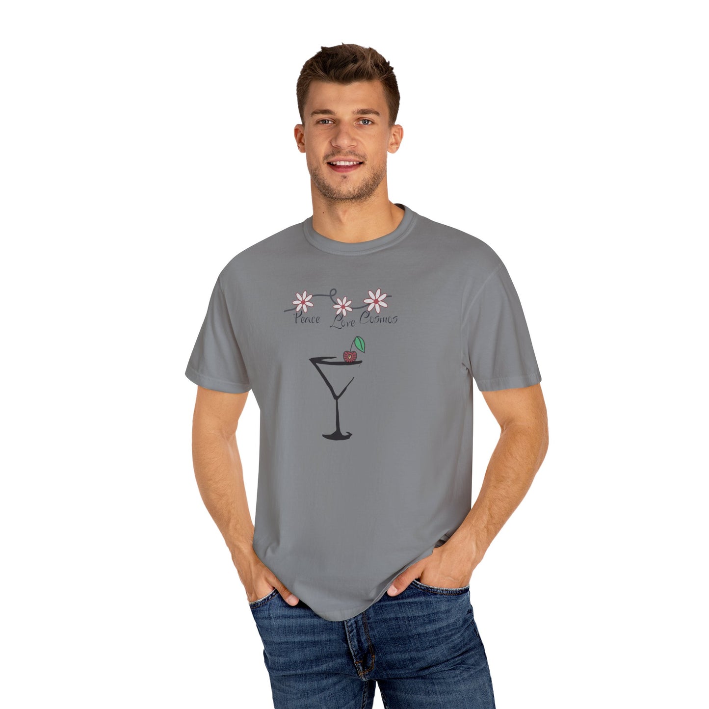 Peace, Love and Cosmos, Unisex Garment-Dyed T-shirt