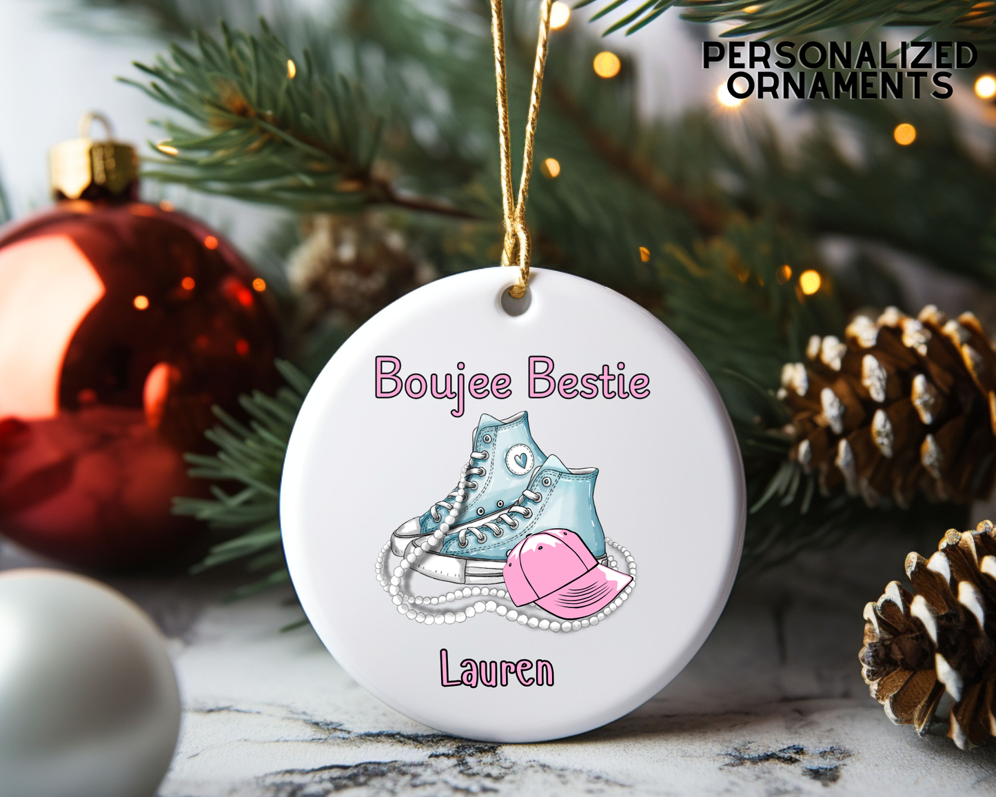 Boujee Bestie Ceramic Ornament,