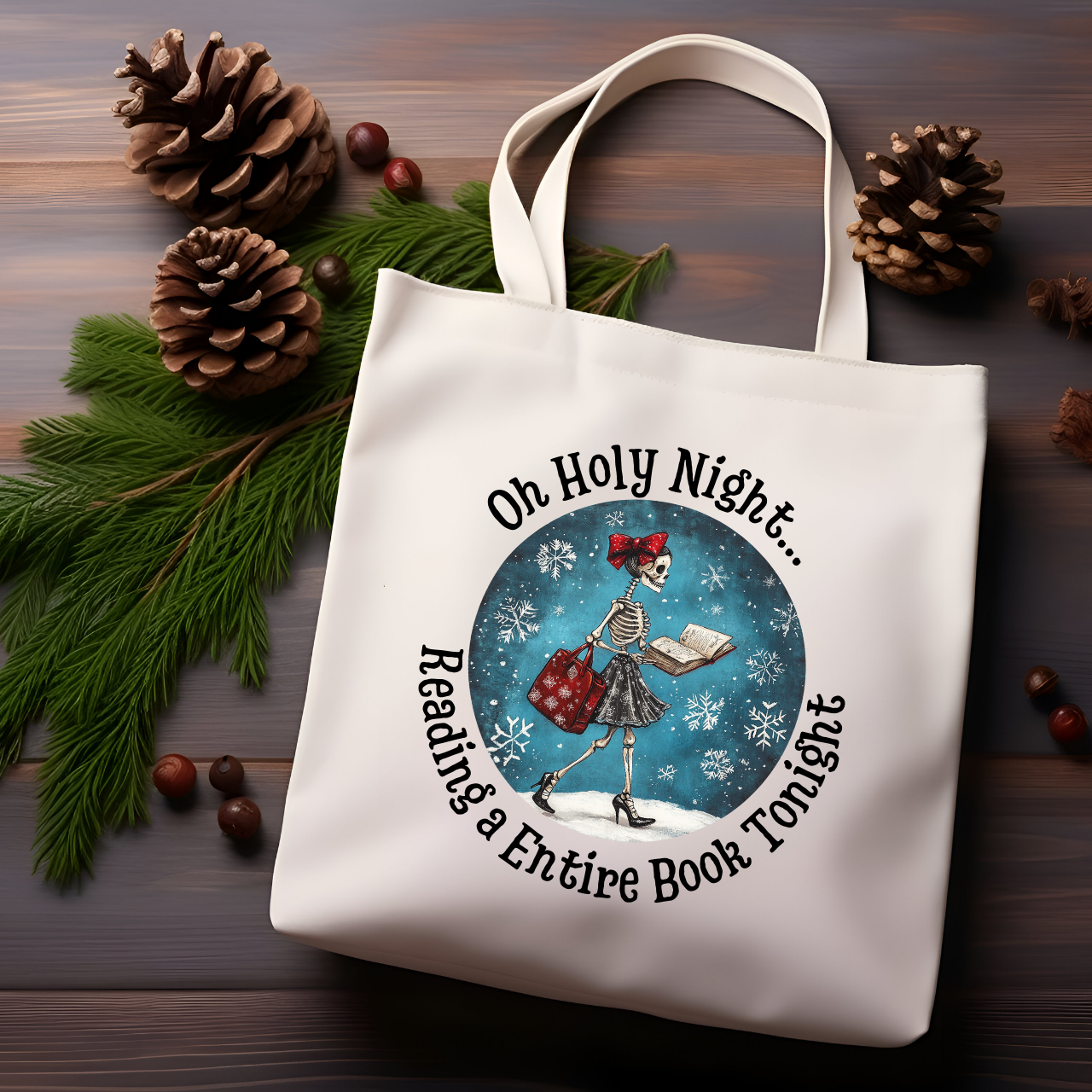 Skeleton Coffe Book Lover Natural Tote Bag