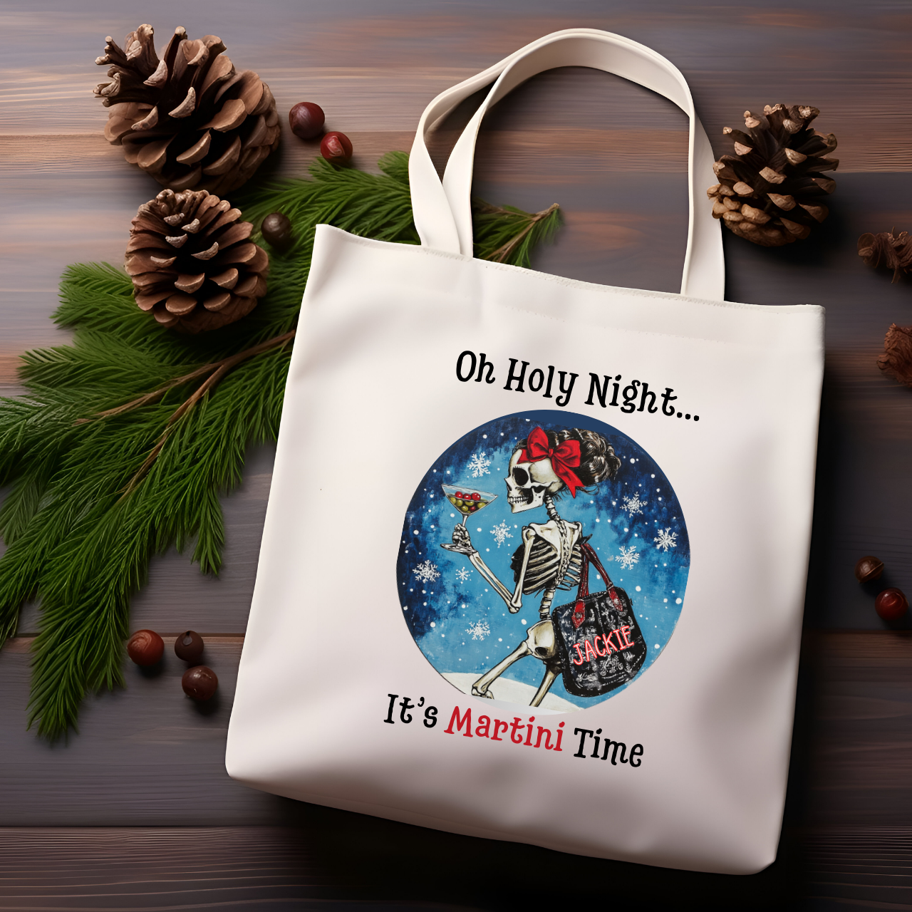 Skeleton Martini Time Coffee Book Tote Bag