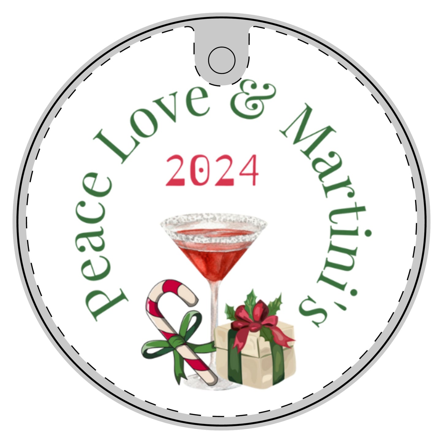 Personalized Martini Christmas Ceramic Decoration Ornament, Martini Christmas Ornament, Wedding Gift