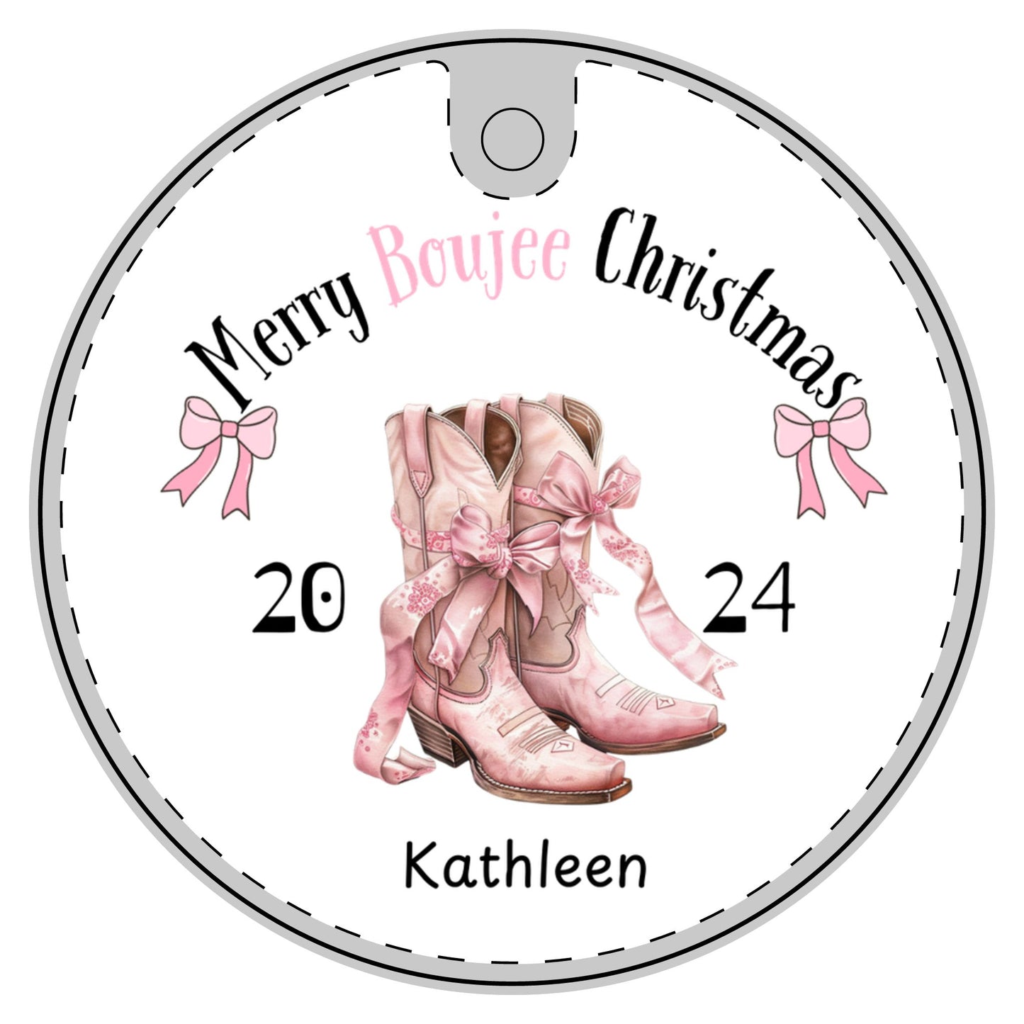 Personalized Christmas Boujee Country Ceramic Decoration Ornament, Boujee crouqutte Christmas Ornament, Boujee Gift