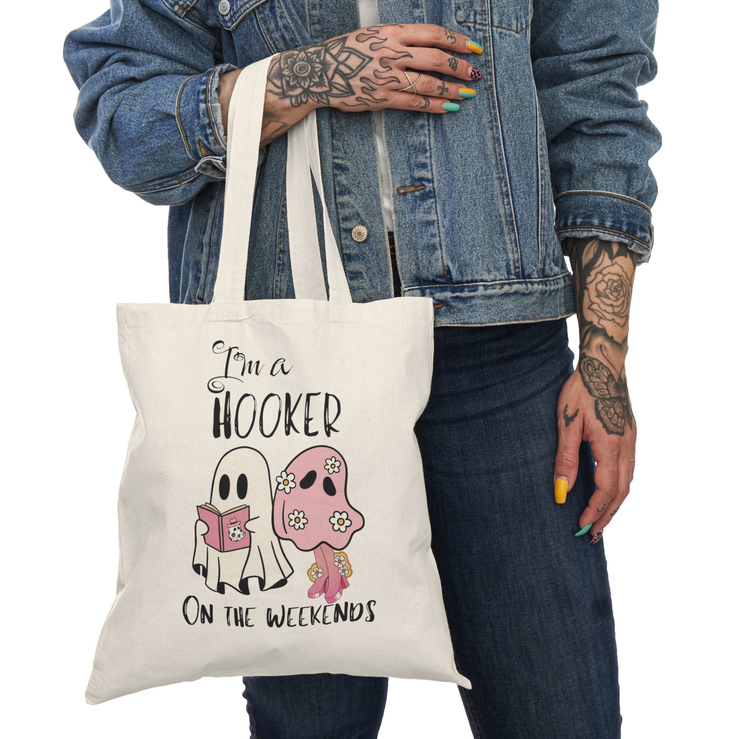 Ghost Book lover Natural Tote Bag