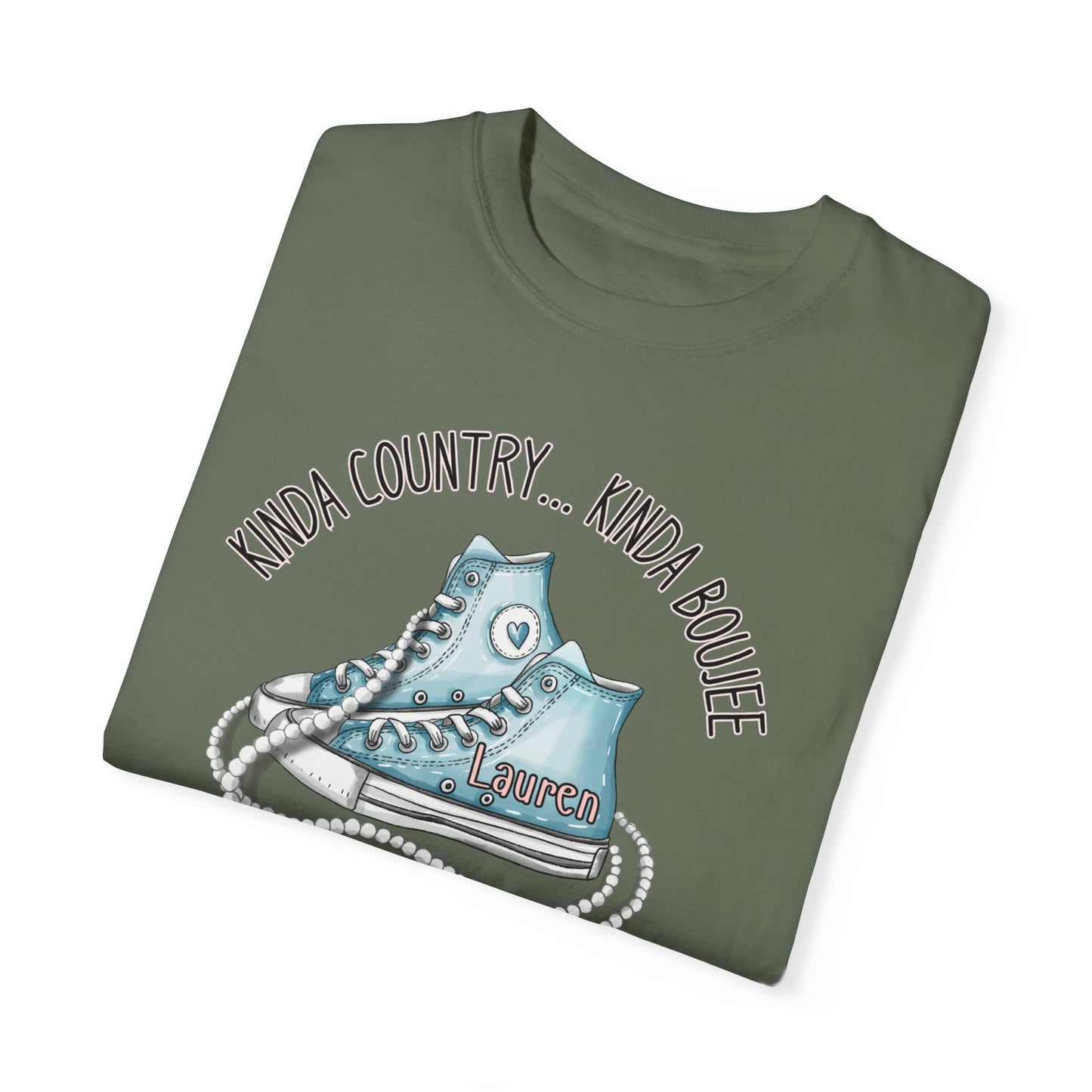 Personalized Kinda Country Kinda Boujee, Unisex Garment-Dyed T-shirt