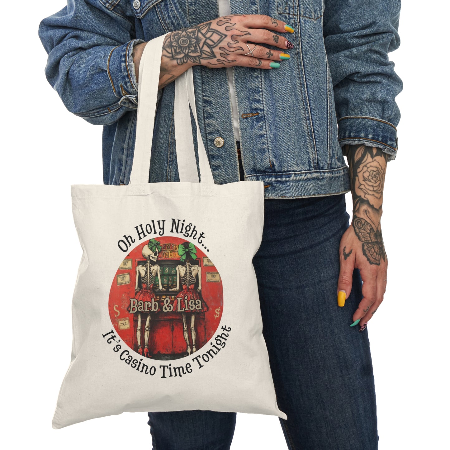 Skeleton Casino Book Lover Natural Tote Bag