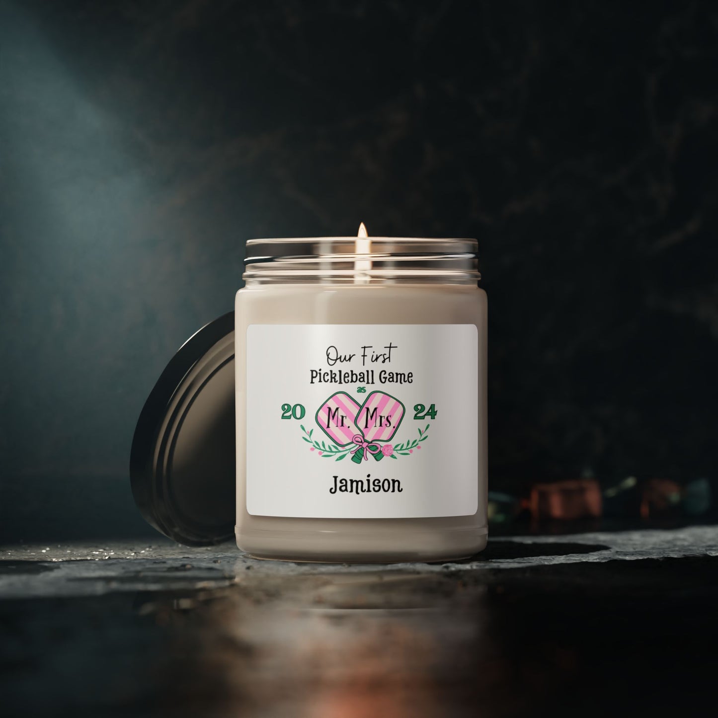 1st Picklball Game as Mr & Mrs. Scented Soy Candle, 9oz