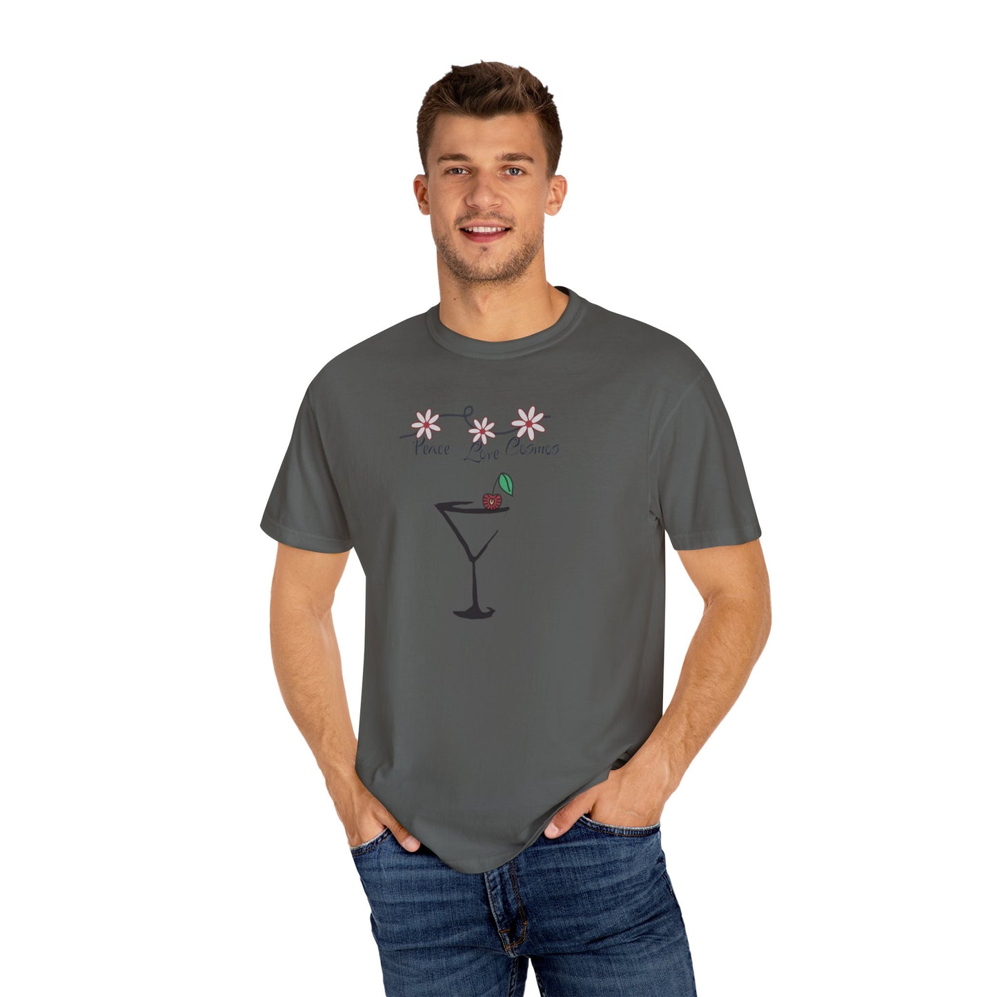 Peace, Love and Cosmos, Unisex Garment-Dyed T-shirt