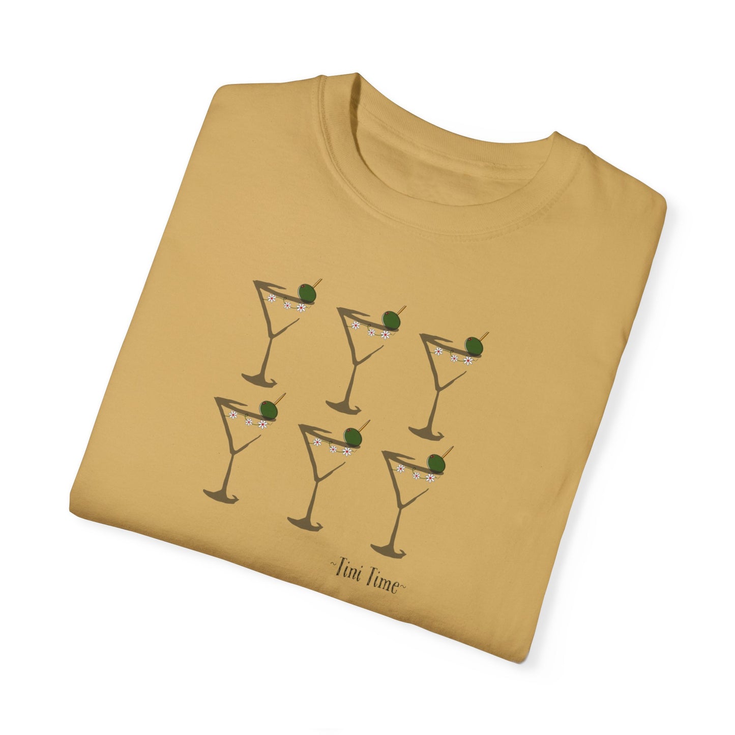 Tini Time Martini Glass, Unisex Garment-Dyed T-shirt