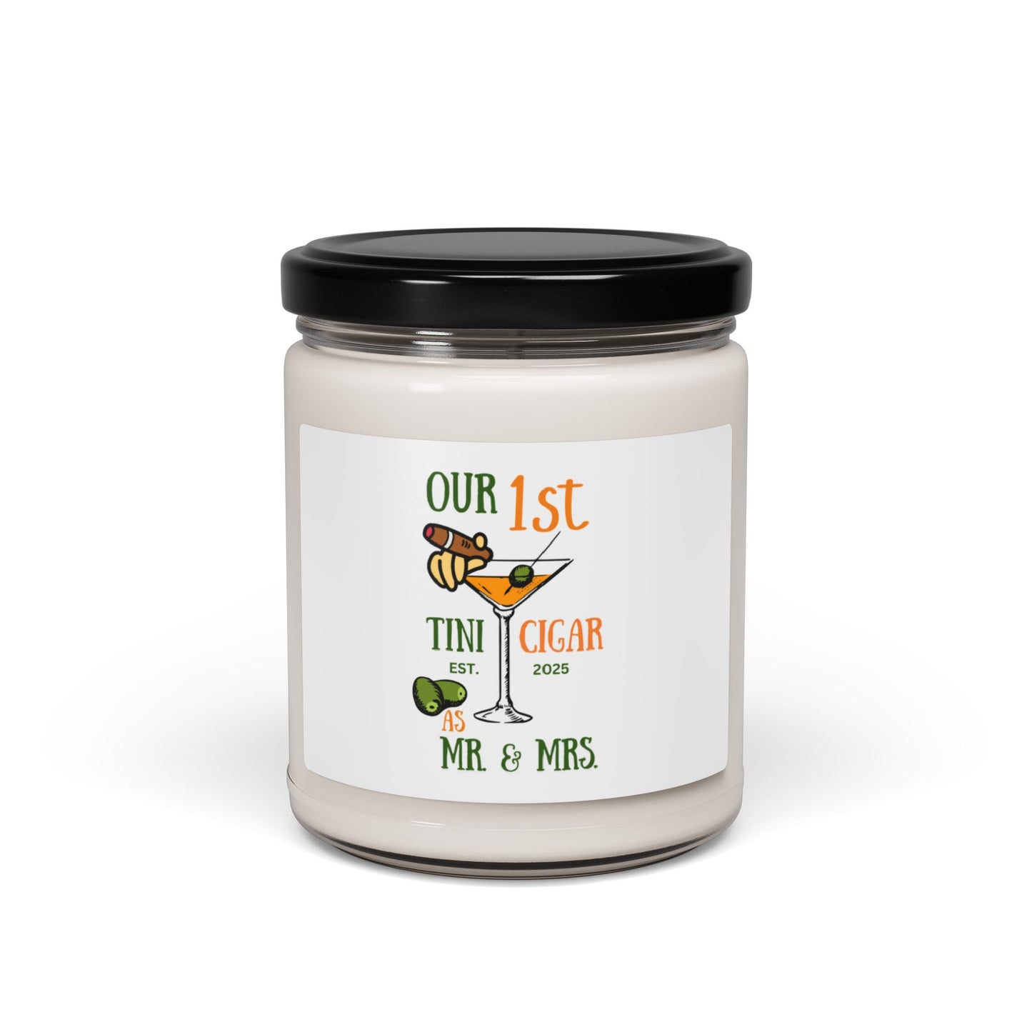 1st Martini and Cigar, Mr. & Mrs. Wedding Soy Candle, 9oz