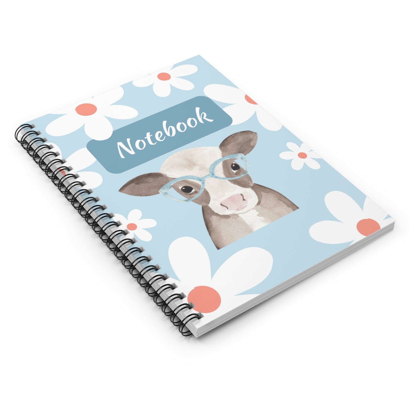 Cute Cow Spiral Notebook for Girls, Personalized Journal, School Supplies, Gift for Kids, Planning and Doodling