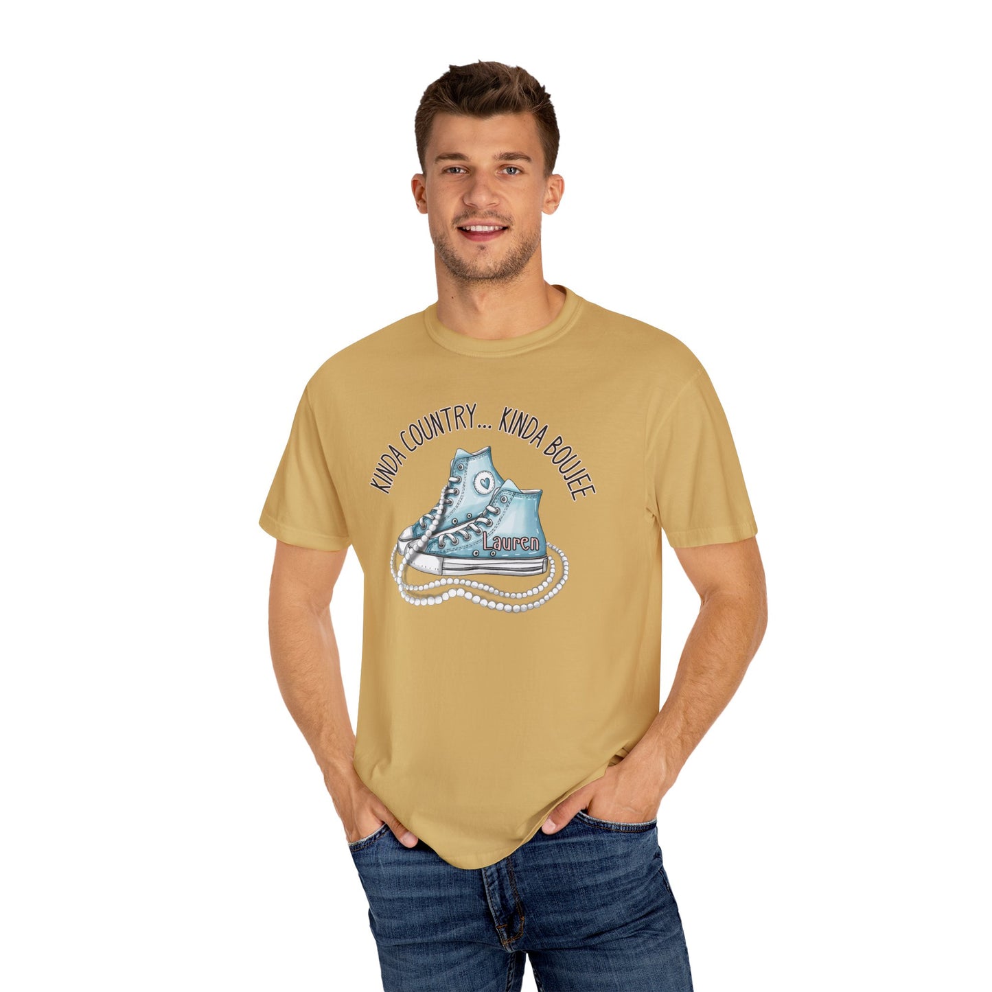 Personalized Kinda Country Kinda Boujee, Unisex Garment-Dyed T-shirt