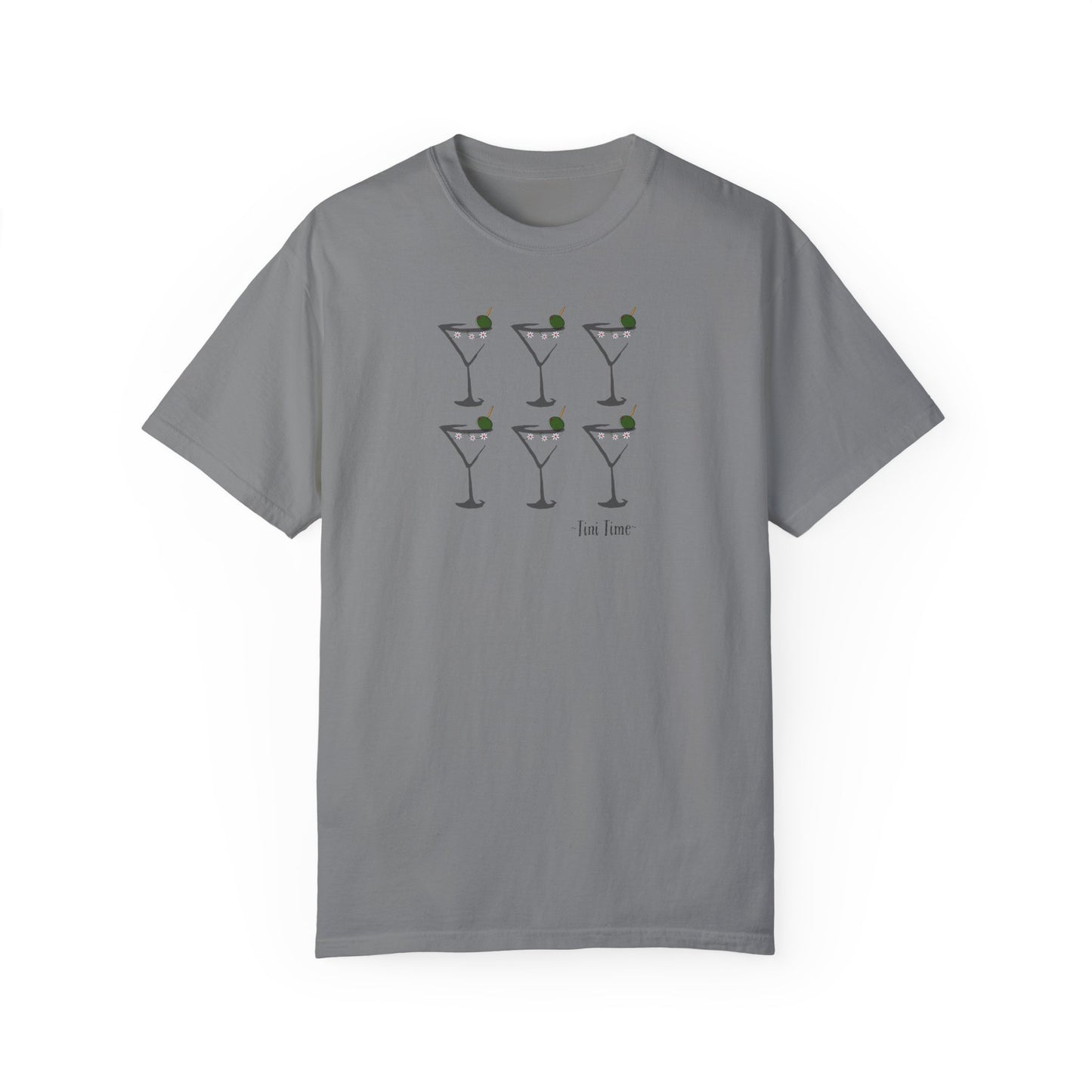 Tini Time Martini Glass, Unisex Garment-Dyed T-shirt