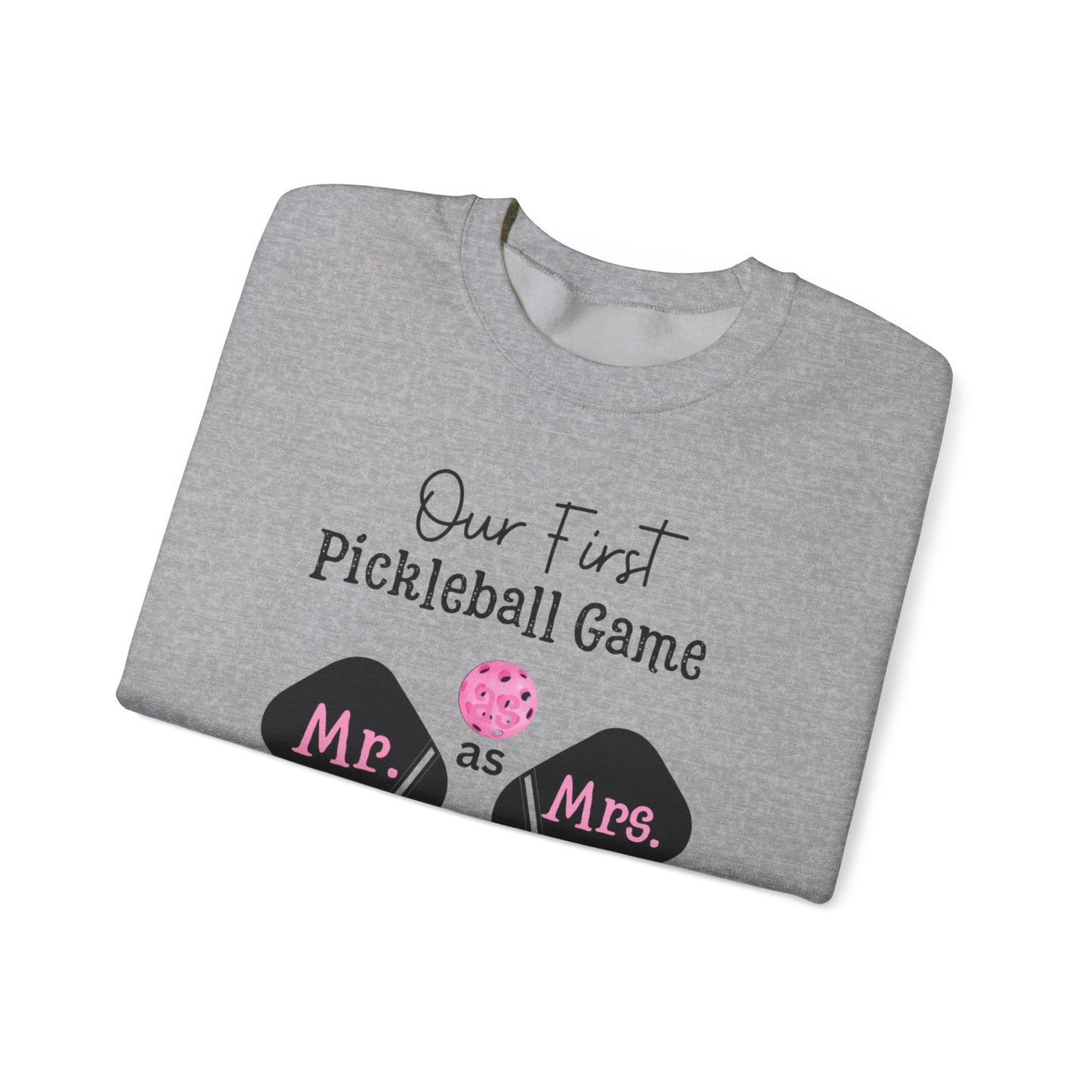 Our 1st Pickleball game married, Pickleball Christmas sweatshirt, Pickleball lover Christmas sweatshirt, Bridal gift, Pickleball newlywed Gift, Heavy Blend™ Crewneck Sweatshirt