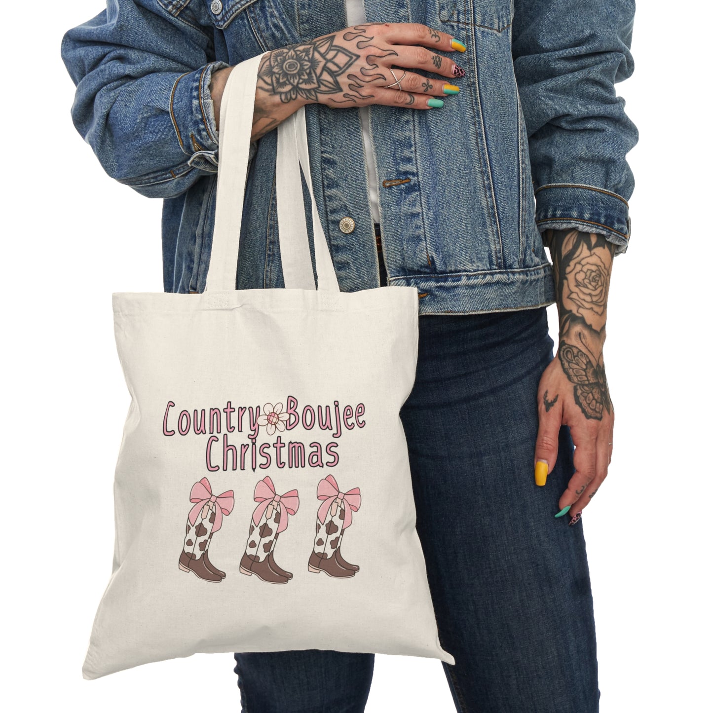 Merry Country Boujee Christmas Gift Natural Tote Bag