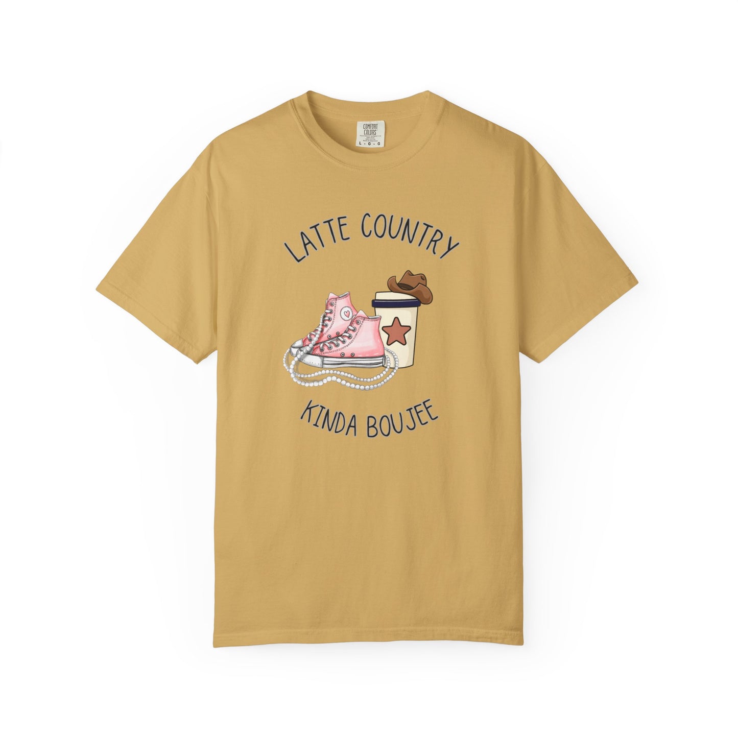 Kinda Country Latte Boujee, Unisex Garment-Dyed T-shirt