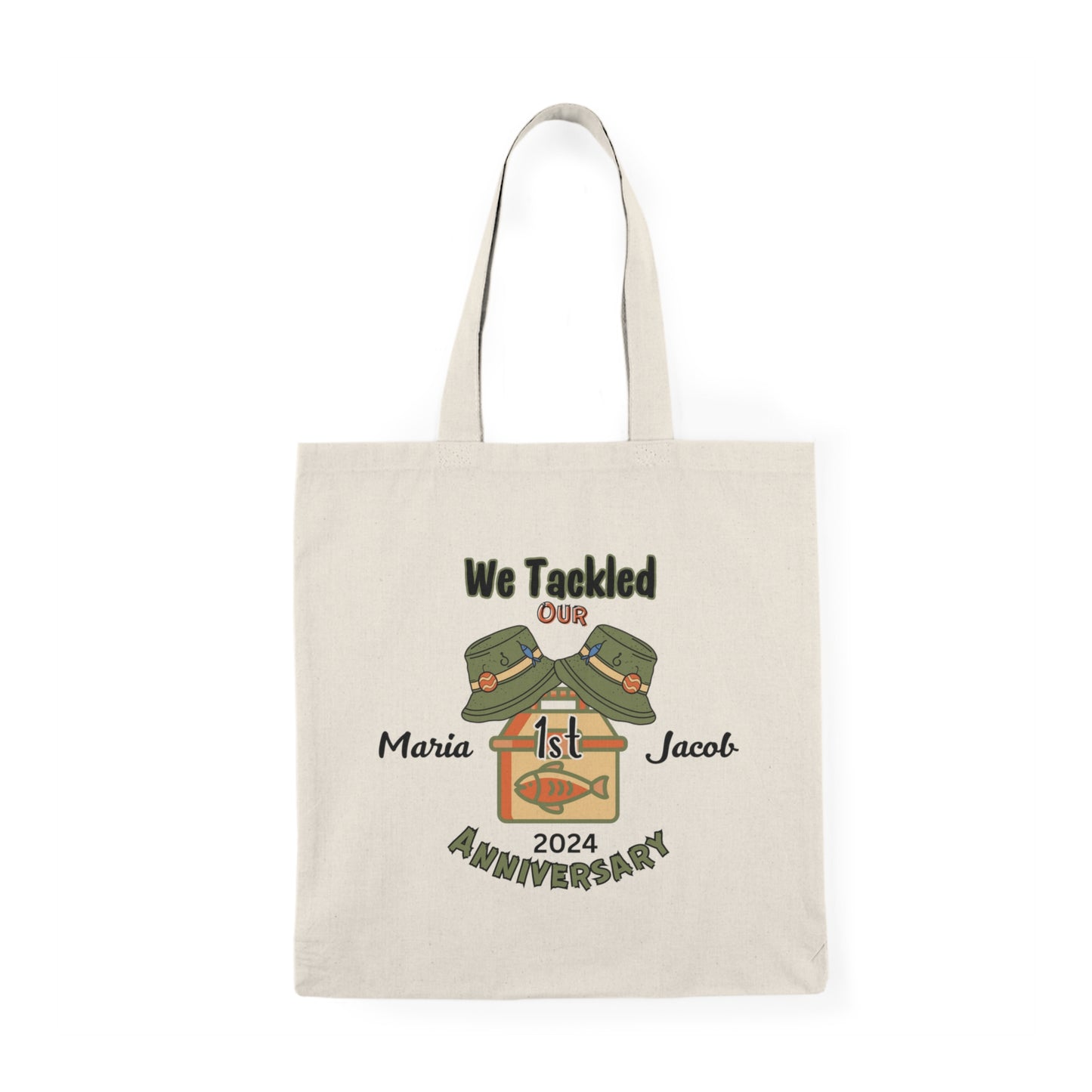 1st Anniversary Fishing Tackle  Natural Tote Bag