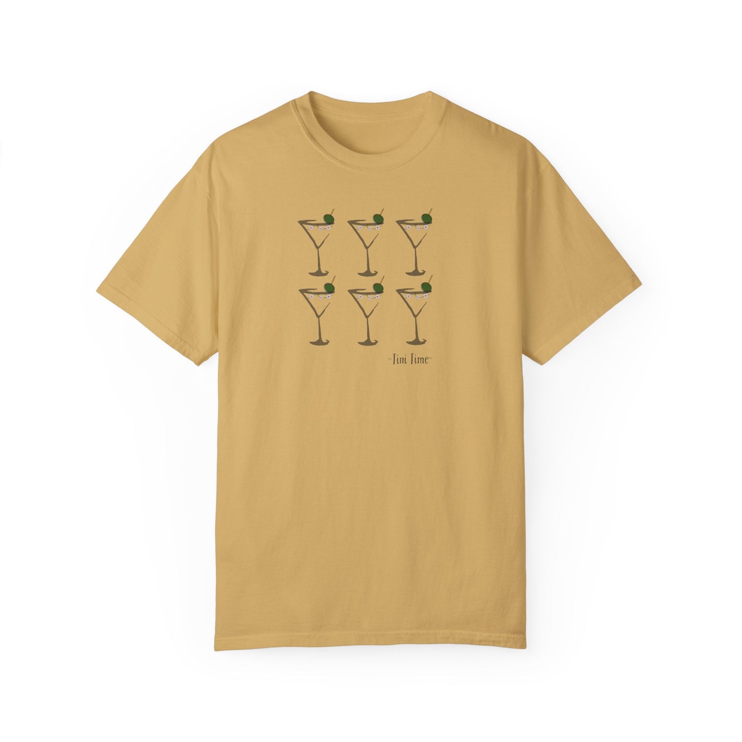 Tini Time Martini Glass, Unisex Garment-Dyed T-shirt